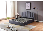 2-seater storage bed 140x190 cm Vertchez grey velvet