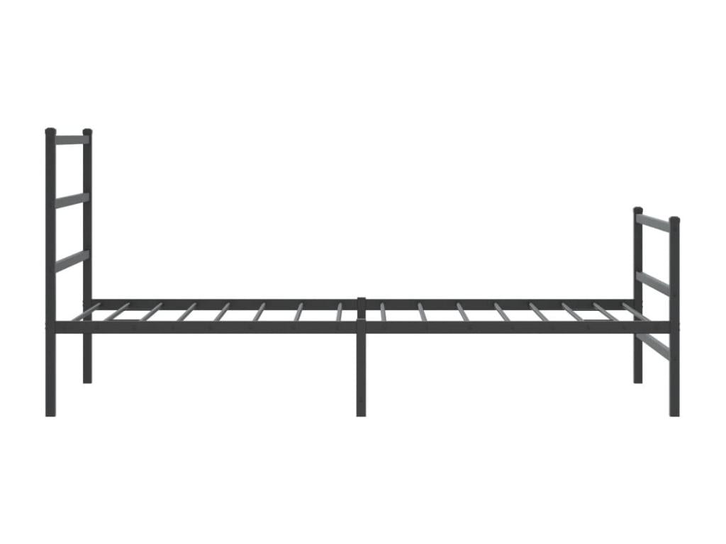 Metal bed frame with headboard/footboard, black, 100x200 cm