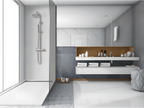 70x165 cm shower tray with side grate, Vertchez Extra Slim white, made of synthetic resin and marble powder, with free drain